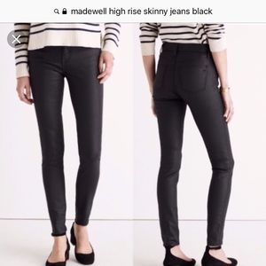 Madewell 9” high rise skinny jeans coated black 25